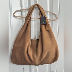 Tan Real leather  Suede Hobo Bag